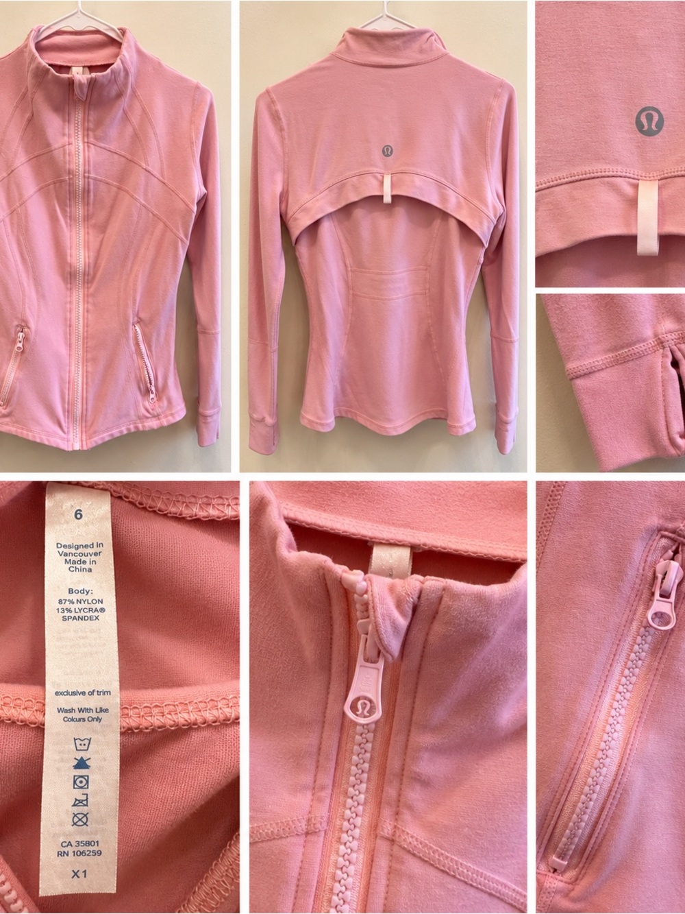 lululemon athletica Girls' Dusty Pink Zip Front Jacket